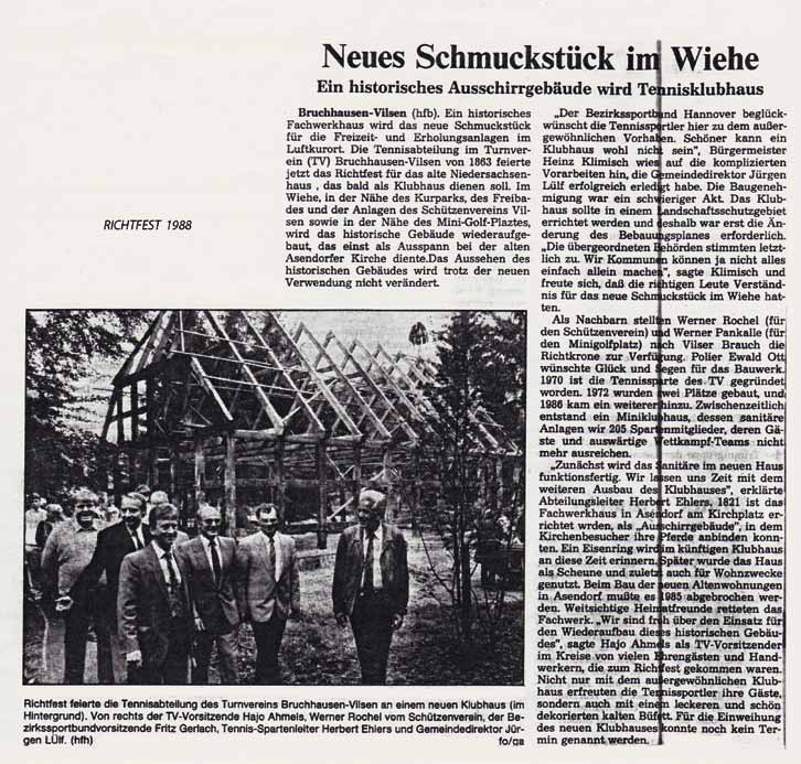 Richtfest Clubhaus 1988
